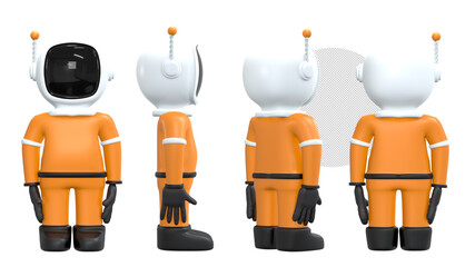 3D Rendering , Astronaut stands , cartoon astronaut isolated on background