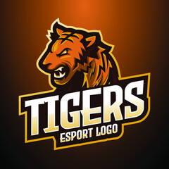 Tiger E-Sport Logo, Mascot, and Emblem Template Isolated Vector. Illustrator Logo. Suitable for Game Streamer and E-Sport Team.