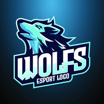 Wolf E-Sport Logo, Mascot, and Emblem Template Isolated Vector. Illustrator Logo. Suitable for Game Streamer and E-Sport Team.