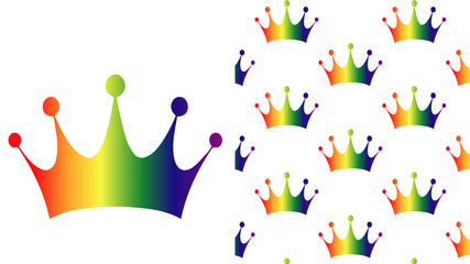 Gradient rainbow crown print