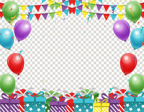 Happy birthday background with balloon and confetti