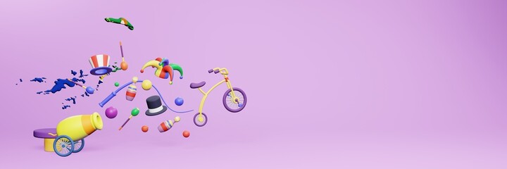 3d rendering of festivals and circus entertainment in British Virgin Island for social media