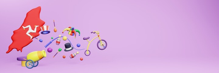 3d rendering of festivals and circus entertainment in Isle of Man for social media