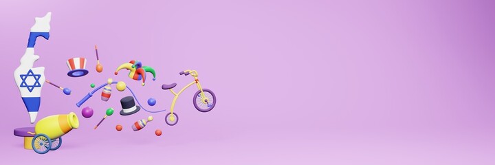 3d rendering of festivals and circus entertainment in Israel for social media