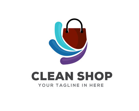 clean simple abstract shopping bag logo template illustration inspiration