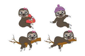 cute sloth animal cartoon vector graphic