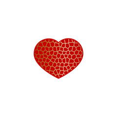 vector illustration of red heart with mosaic texture for icon, symbol or logo