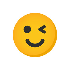 Winking emoji face icon. Happy and smiley emoticon vector illustration.