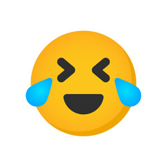 Emoticon with tears of joy vector illustration. Laughing emoji.