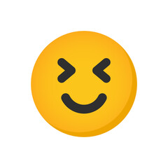 Smiley face icon. Pleased Emoji in yellow design.