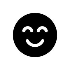Fototapeta premium Satisfied face icon. Smiley emoticon vector illustration.