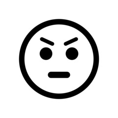 Angry mood icon. Upset face emoticon vector illustration.  