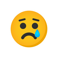 Fototapeta premium Sad emoji face flat style icon vector design. 