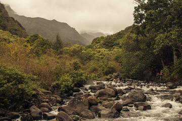 Panoramic landscape view from Iao Valley, Maui, Hawai.
