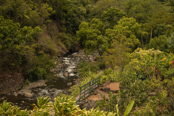 Panoramic landscape view from Iao Valley, Maui, Hawai.