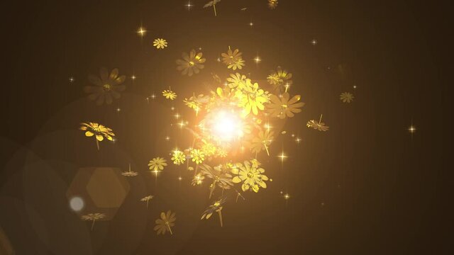 gold flower particle loop animation
