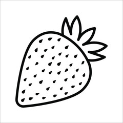 Garden strawberry fruit vector icon for food apps and websites on white background