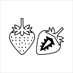 Garden strawberry fruit vector icon for food apps and websites on white background