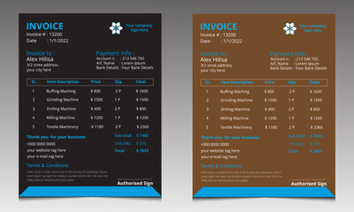 Corporate business INVOICE design template 2022.