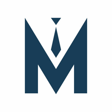 initial m leter gentlemen tie logo design