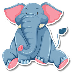 Fototapeta premium Elephant wild animal cartoon sticker