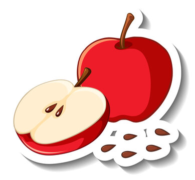 Red chopped apple on white background