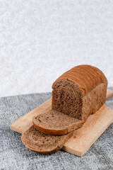 Choco bread loaf slice on a white background. Chocolate flavor	
