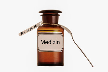 old medicine bottle with label