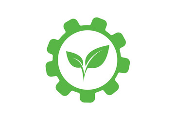 gear with an leaf on white background for website, application, printing, document, poster design, etc. vector EPS10