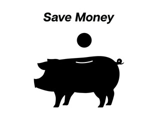 save money icon with toy pig 