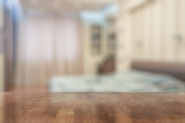 wooden table in the bedroom