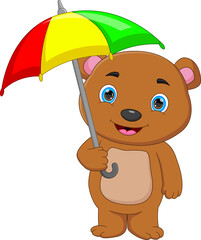 Obraz na płótnie Canvas cartoon cute baby bear with an umbrella