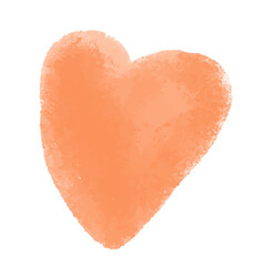 水彩モチーフ_ハート_オレンジ