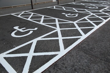 Disabled Parking Spaces at a Supermarket Car Park in Edinburgh Scotland 