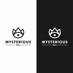 Mysterious Eye Logo Design with One Eye, Masonic Eye. Triangular Elements Form The Crown Symbol. For All Areas of Business. Unique Illustration Vector