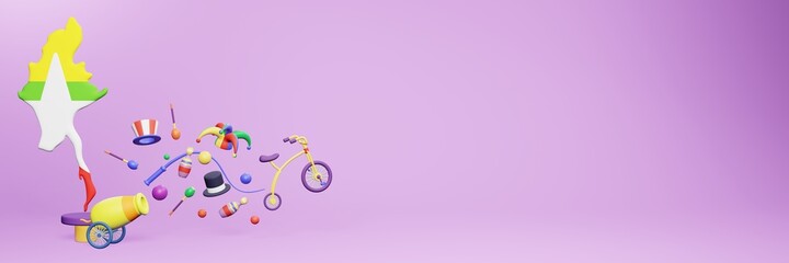 3d rendering of festivals and circus entertainment in Myanmar for social media