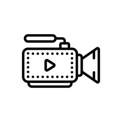 Black line icon for camcorder