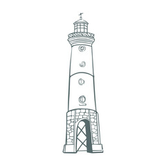 Lighthouse on a white background. Mayak sketch