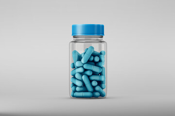 Bottle with blue pills mockup