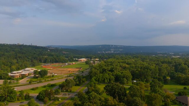 Scenic Water Shot of Stewart Park and the Beautiful Ithaca Landscape
