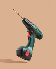 Construction electric screwdriver. Necessary drill tool for repairs and construction.
