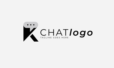 Chat Logo. letter K with bubble chat combination. usable for social media. communication dan technology logo. vector illustration