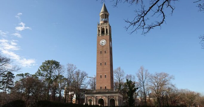 Bell Tower on the campus of the University of North Carolina in Chapel Hill. Timelapse video.