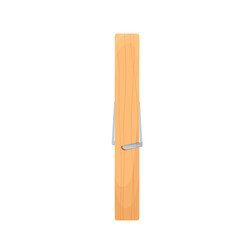 Clothes peg wooden household object in cartoon style isolated on white background. Modern clothes pin vector icon. 