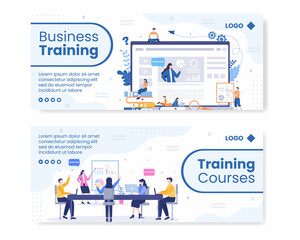 Business Online Training, Seminar or Courses Banner Template Flat Illustration Editable of Square Background for Social media or Greetings Card