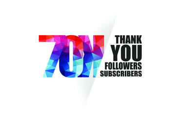 70K, 70.000 followers, subscribers design for internet, social media, anniversary and celebration achievement-vector