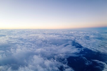 Fototapeta na wymiar Aerial View on clouds at sunrise