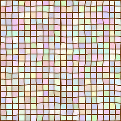 Fototapeta premium Multicolor mosaic of squares. Mesh, hand drawn. Seamless pattern. 