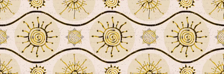 Plaid avec motif Beige Modèle sans couture, bannière. Origine ethnique, signes solaires, dessin vectoriel.