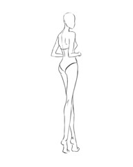 the body of the girl in a half turn. mannequin for clothes. fashion show. mannequin sketch